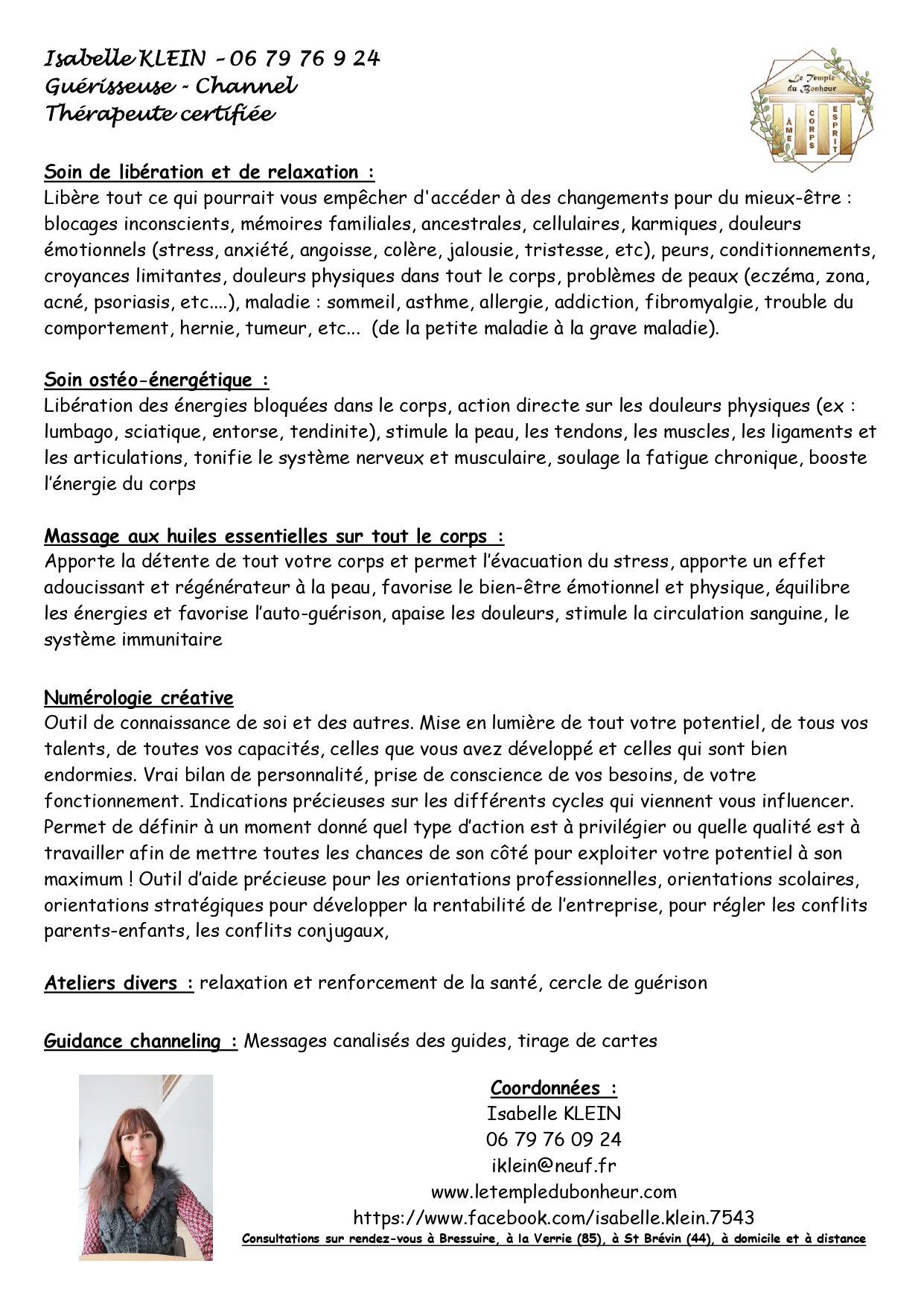 Forum Conscience et Bien Être : présentation d'Isabelle Klein