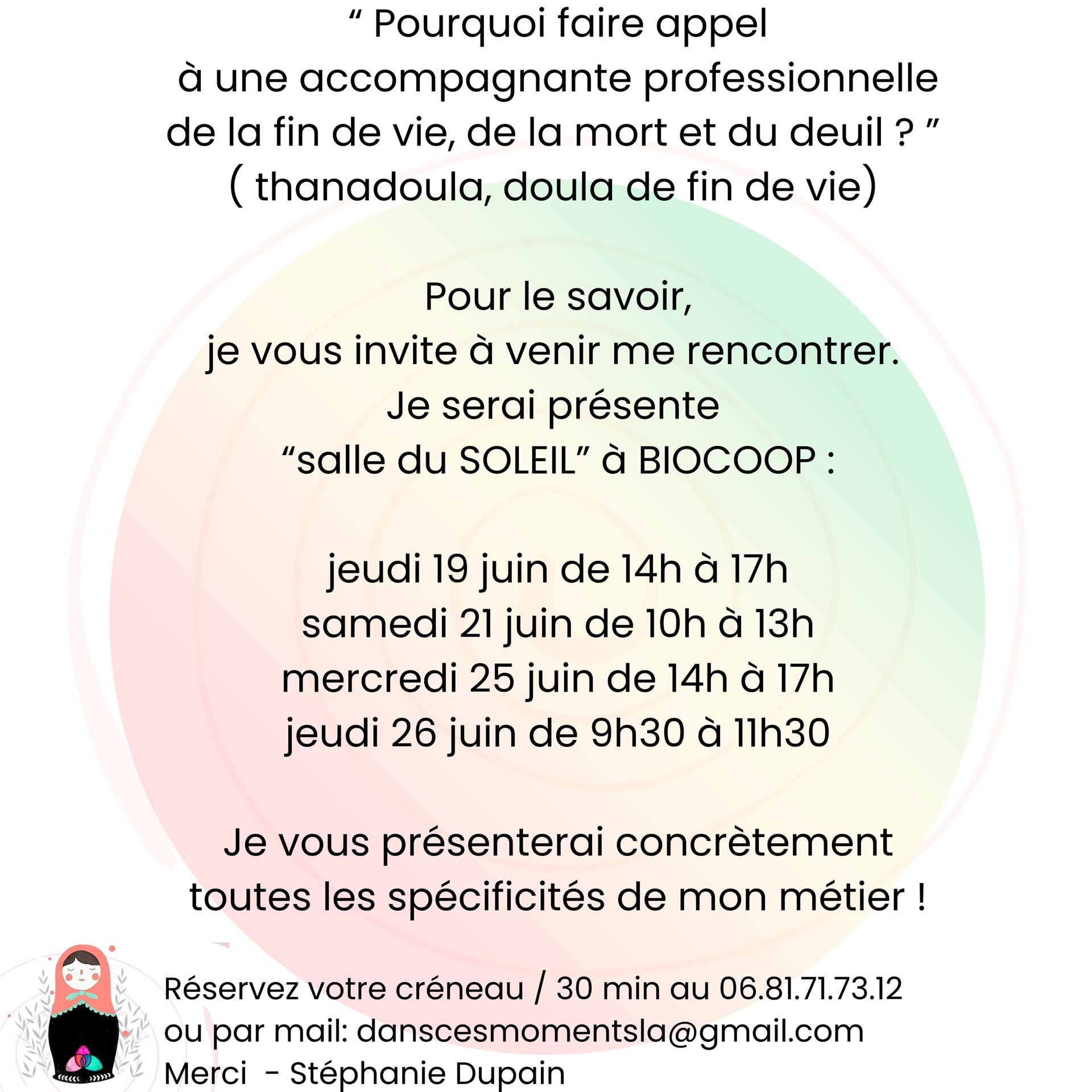 🌸 Rencontres Individuelles avec Stéphanie Dupain - Thanadoula 🌸
