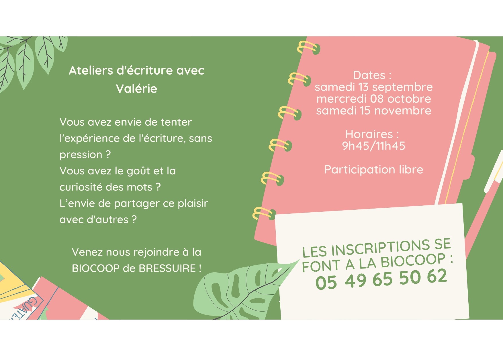 Atelier d'écriture avec Valérie Dauphin