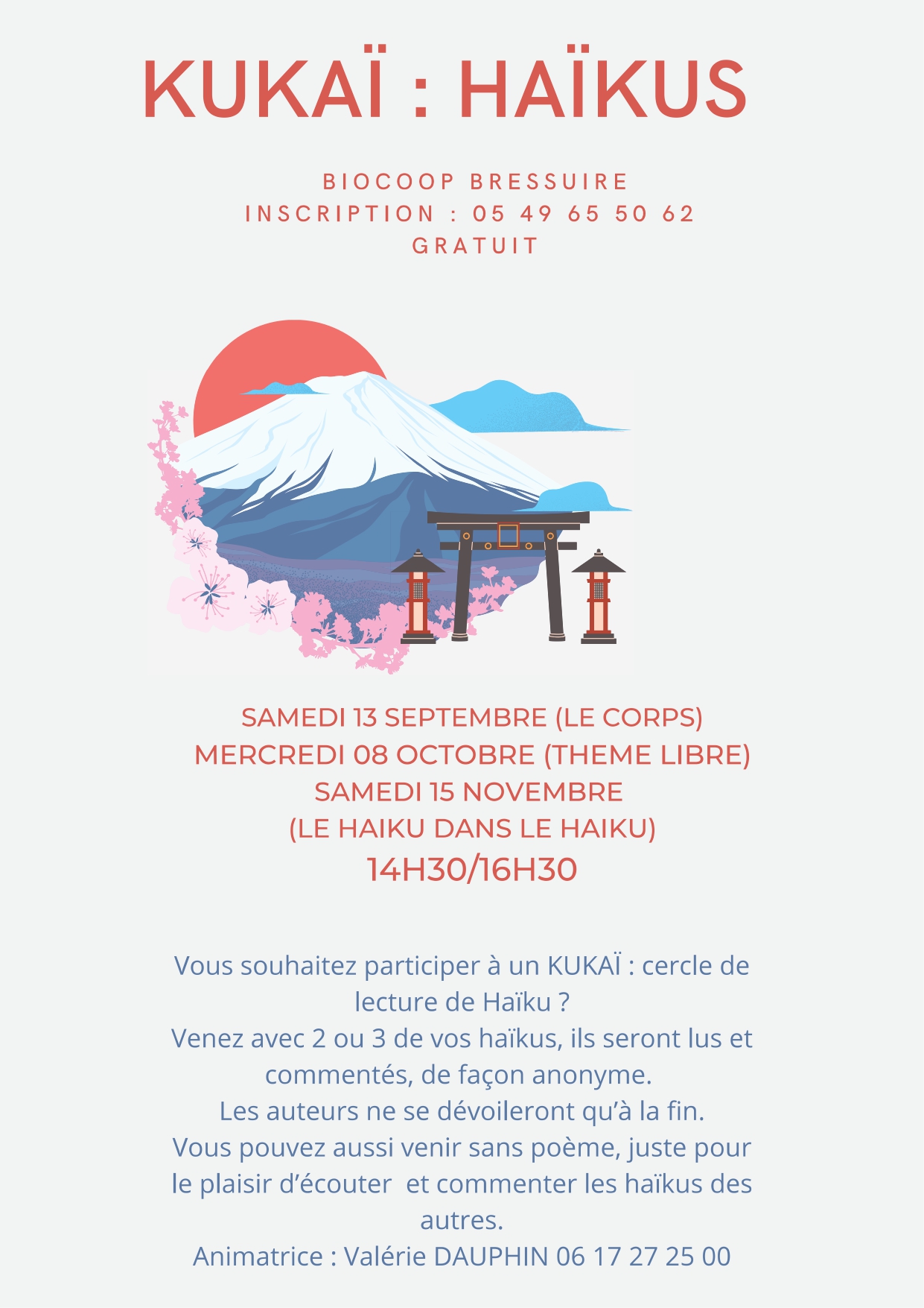 KUKAÏ, cercle de lecture d'haïku, avec Valérie Dauphin