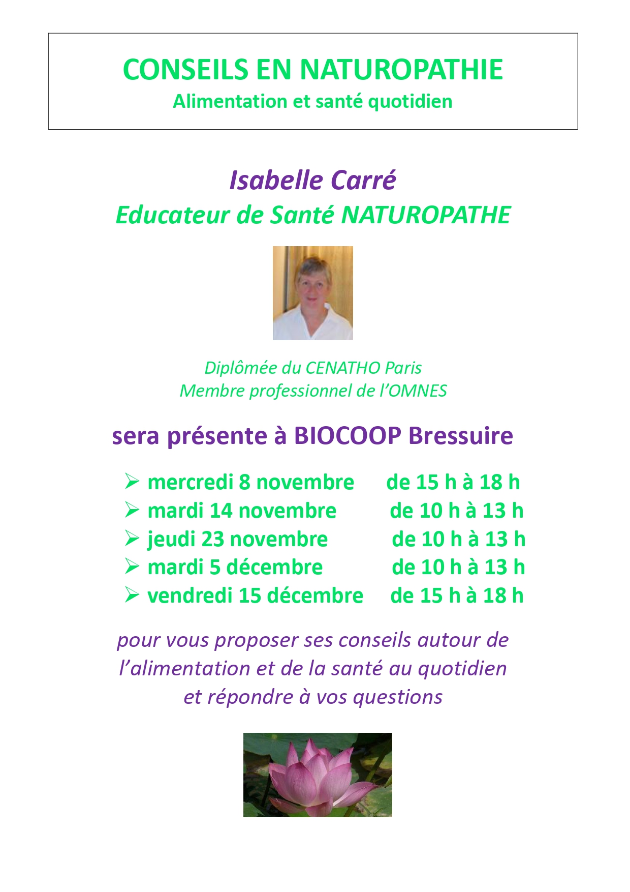 Conseils Naturo avec Isabelle Carré