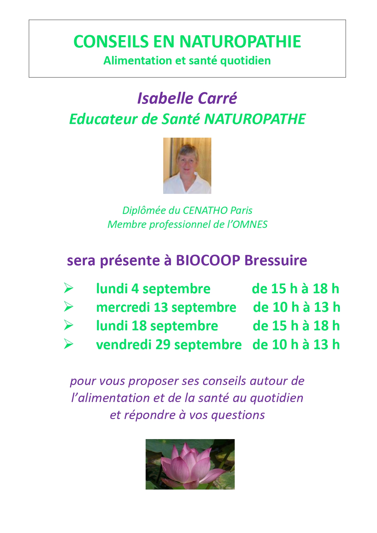 Conseils Naturo avec Isabelle Carré