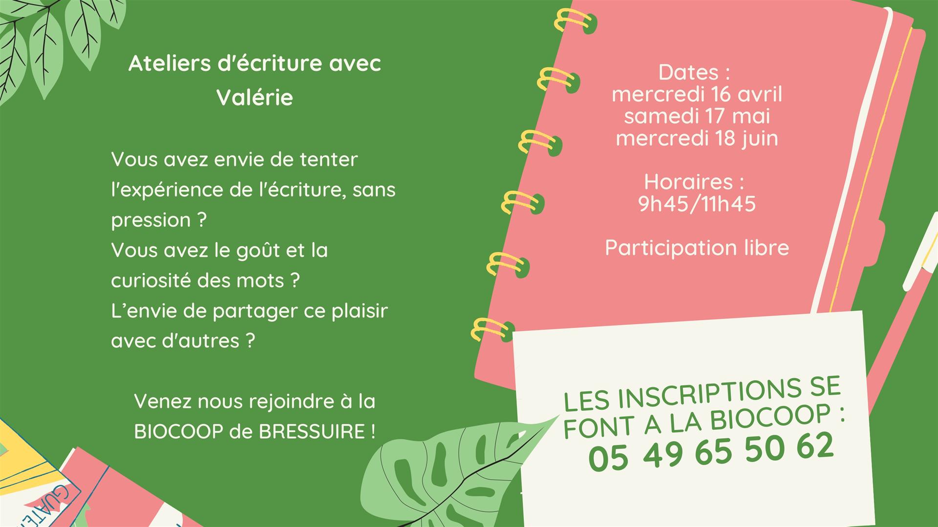 Atelier d'écriture avec Valérie Dauphin