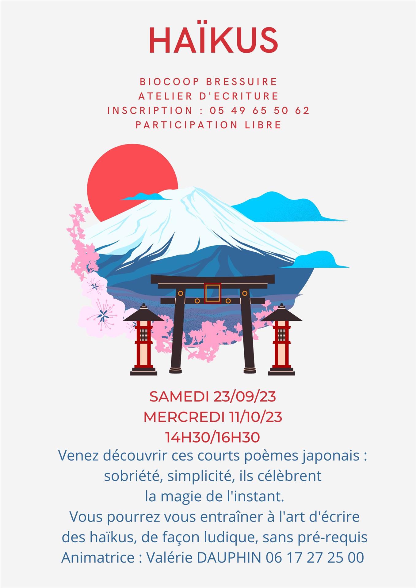 Atelier d'écriture HAÏKUS en octobre