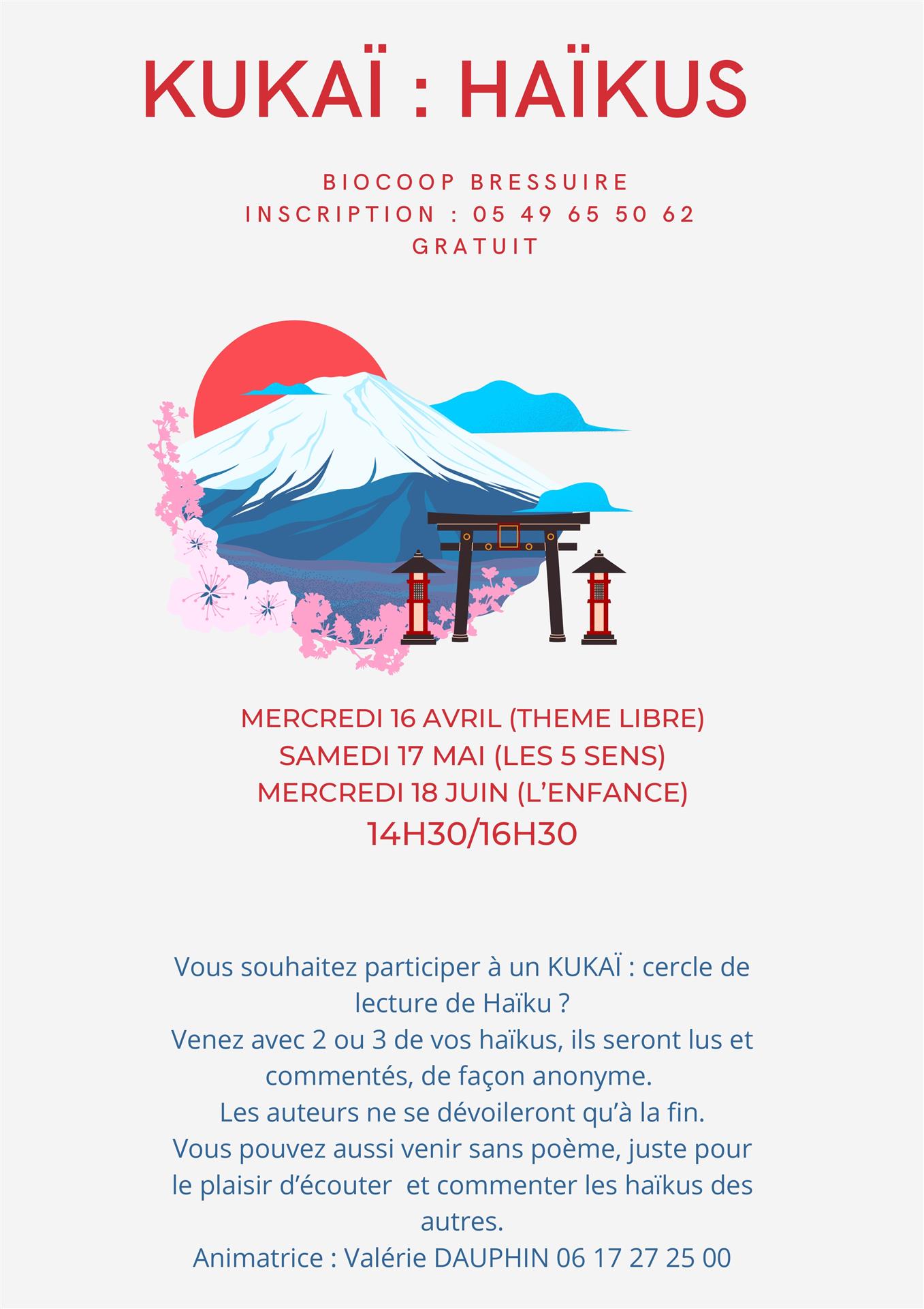 KUKAÏ, cercle de lecture d'haïku, avec Valérie Dauphin