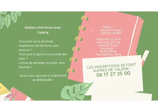 ✍️🌿 Ateliers d’écriture avec Valérie : Libérez votre créativité !