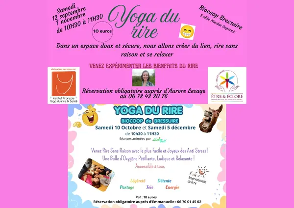 🌟 Yoga du rire à Biocoop Bressuire : Rire, se détendre et partager !